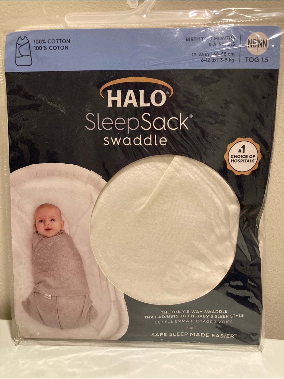 Halo SleepSack Swaddle One-Piece in White New Unopened Package